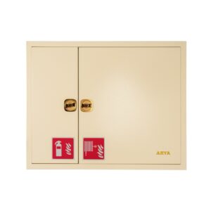 نمای نزدیک از جعبه آتش نشانی دو کابین افقی با رنگ کرم